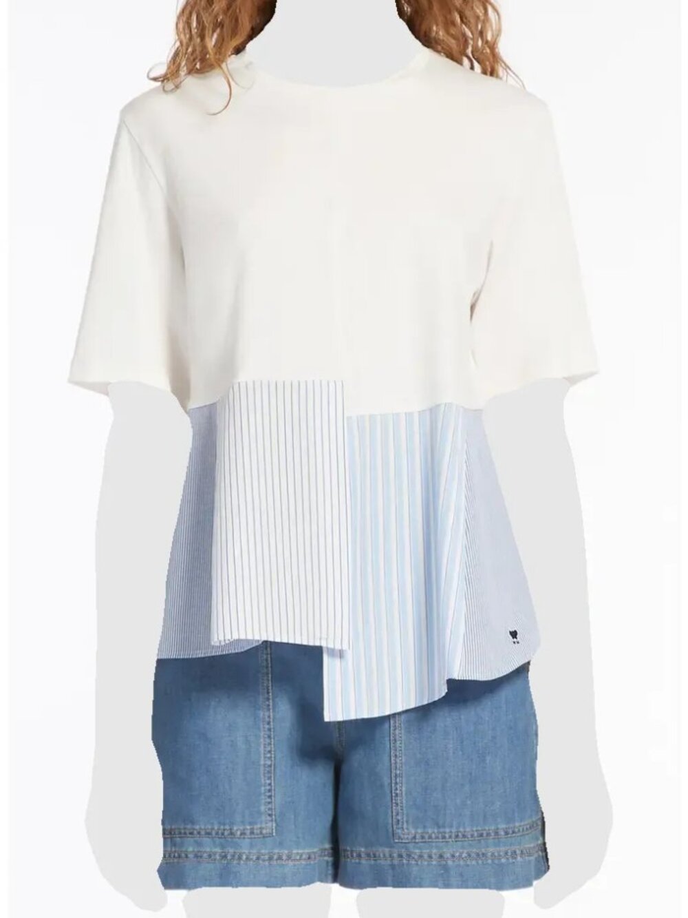 Bird Mixed Media Asymmetric Cotton Top Weekend Max Mara